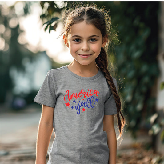 Patriotic America Y'all Youth Tee