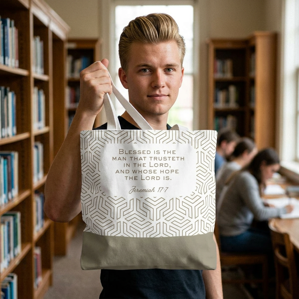 Faith Scripture Tote Bag — "Blessed is the man that trusteth in the Lord" LDS Church Scripture Tote