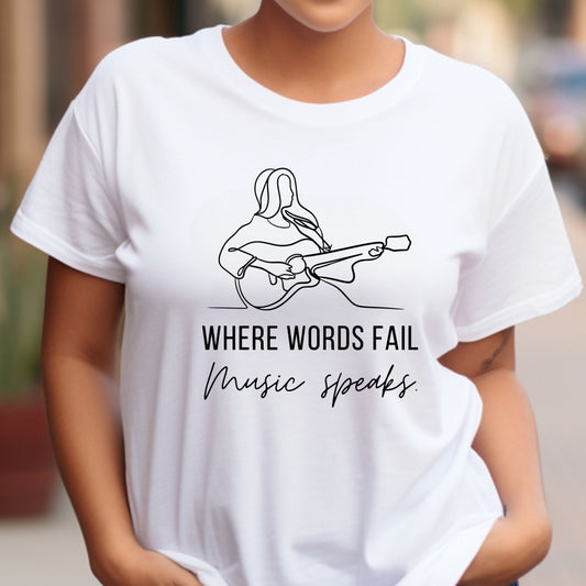 Music Speaks Guitar Female Tee Light Colors