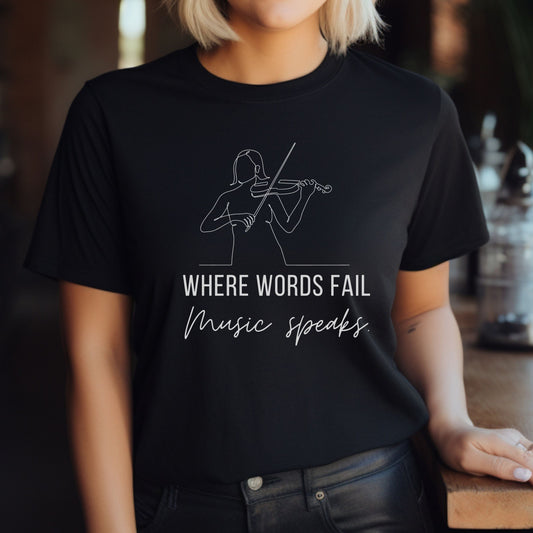 Music Speaks Violin Female Tee Dark Colors