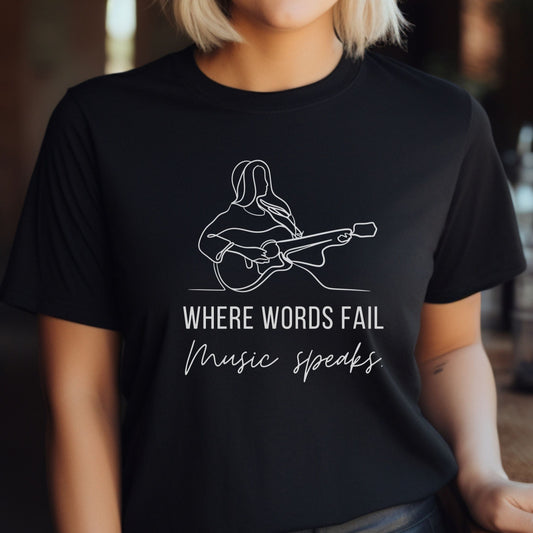 Music Speaks Guitar Female Tee Dark Colors