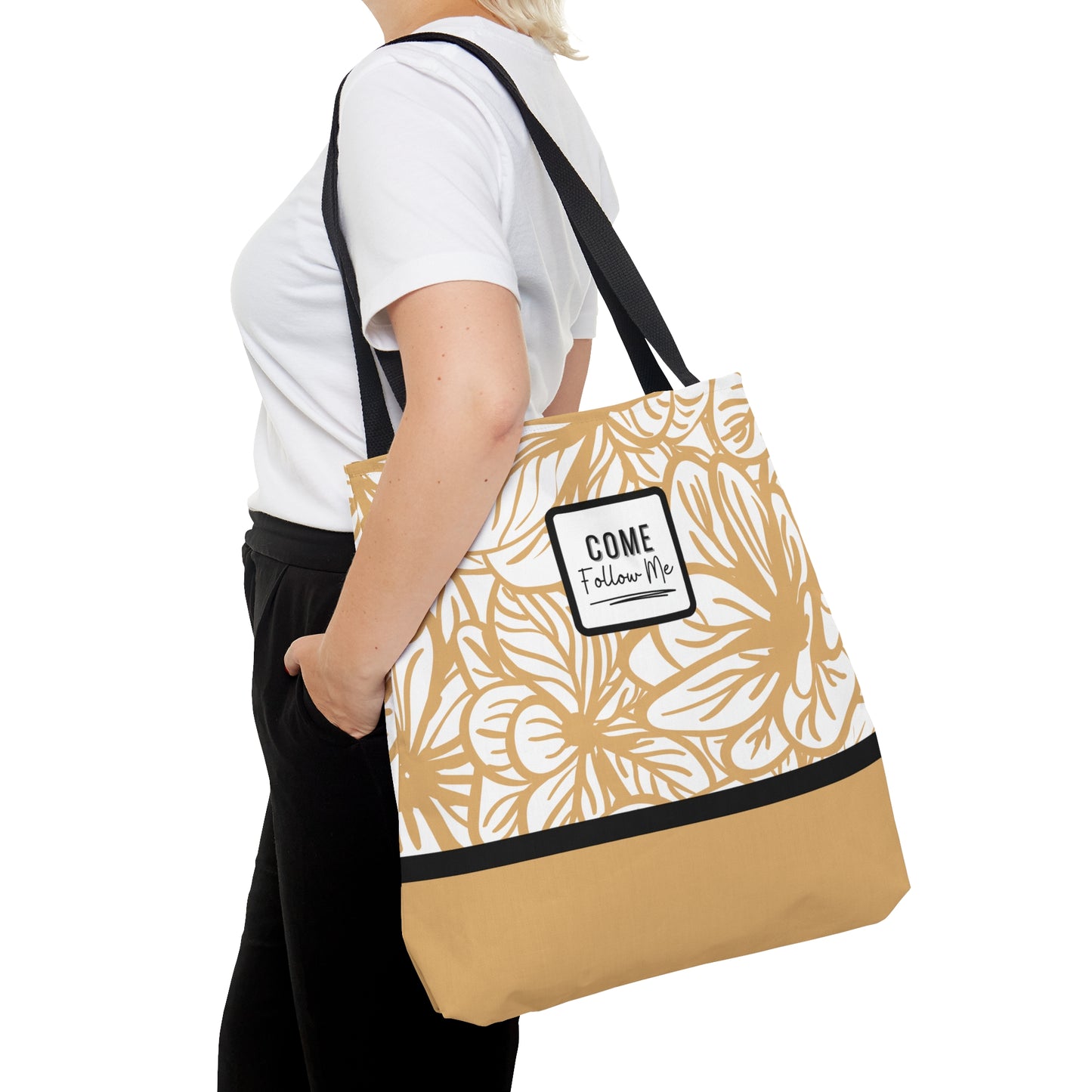 LDS Christian Scripture Church Tote Bag Mustard Floral