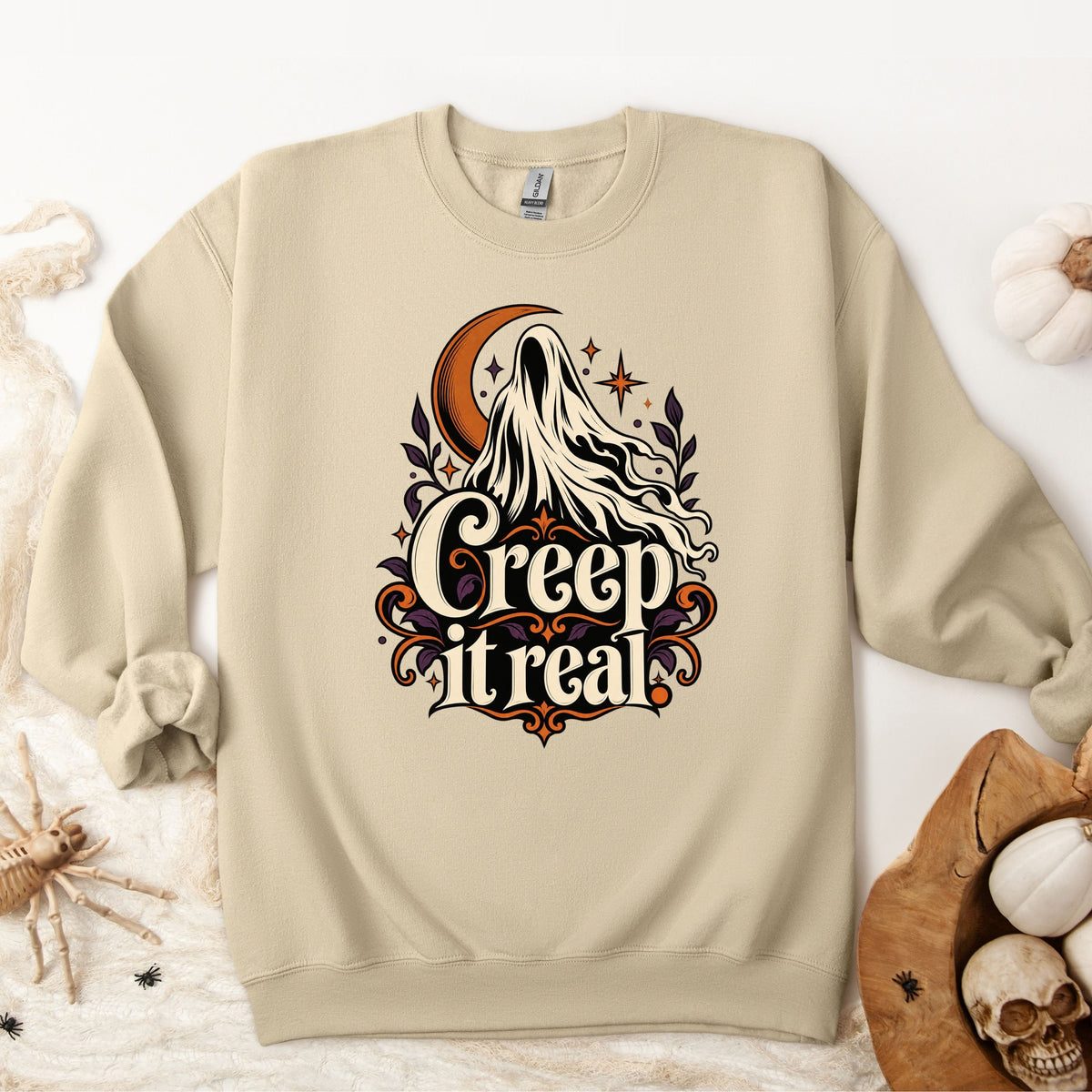 Halloween Creep it Real Boho Pullover Sweatshirt