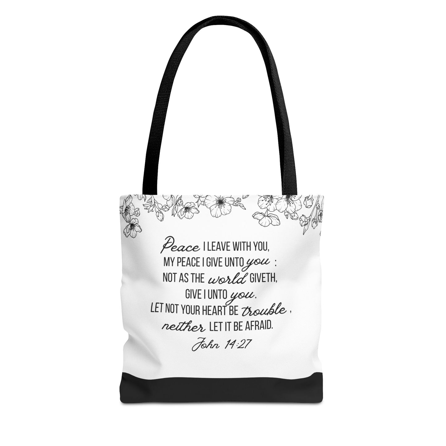 Faith-Inspired Tote Bag with John 14:27 Scripture and Jesus Silhouette LDS Church Scripture Tote