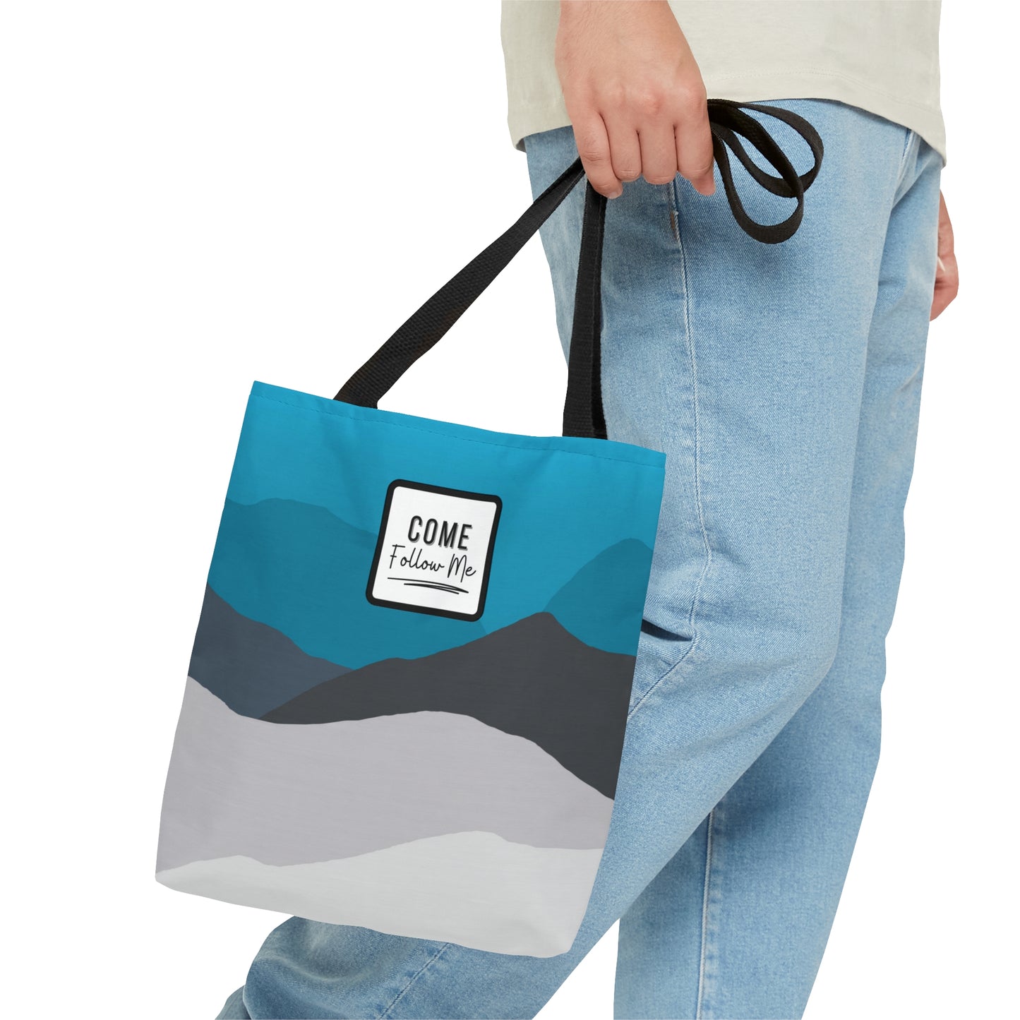 LDS Christian Scripture Church Tote Bag Blue Gray Landscape