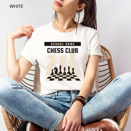 Chess Club Checkerboard Pieces Customizable Adult and Youth Tee