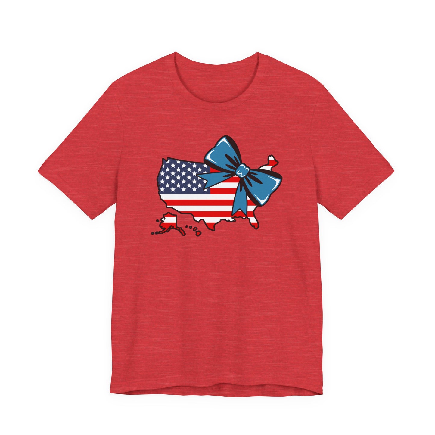 USA Patriotic Flag Bow Tee — Cute Fourth of July Shirt