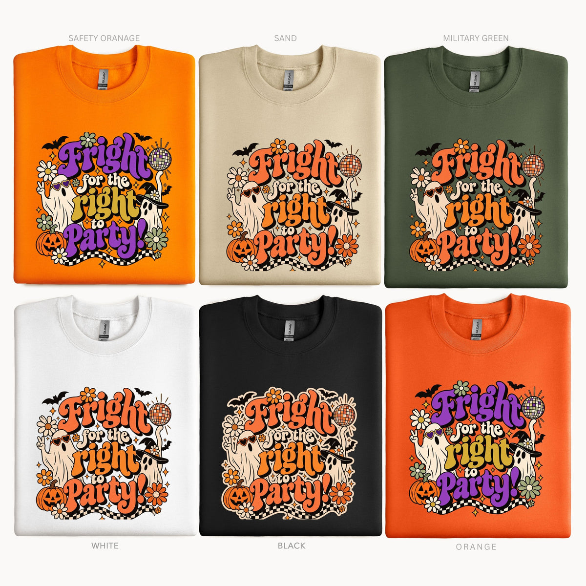 Halloween Fright for your Right to Party Retro Pullover Sweatshirt