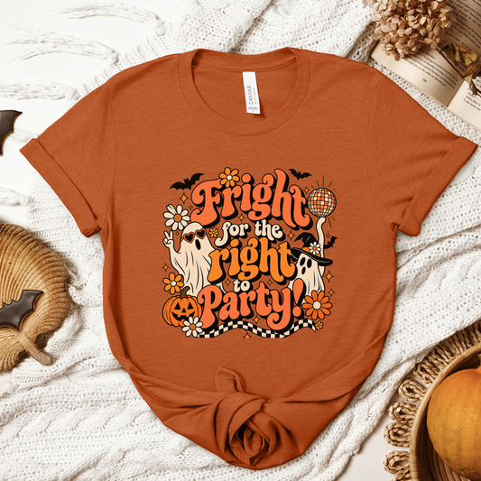 Halloween Fright for your Right to Party Retro Adult/Youth Light Weight Shirt