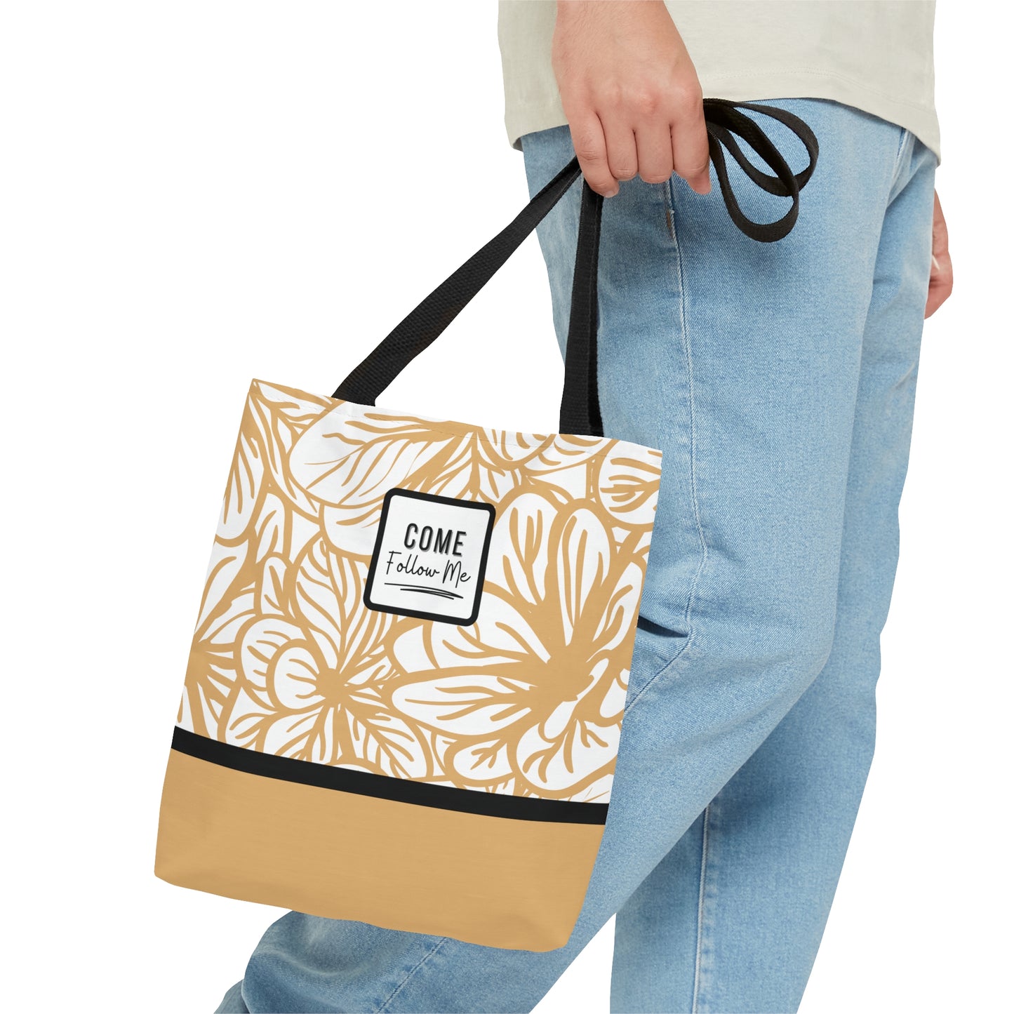 LDS Christian Scripture Church Tote Bag Mustard Floral