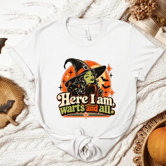 Halloween Here I am Warts and All Retro Adult/Youth Light Weight Shirt