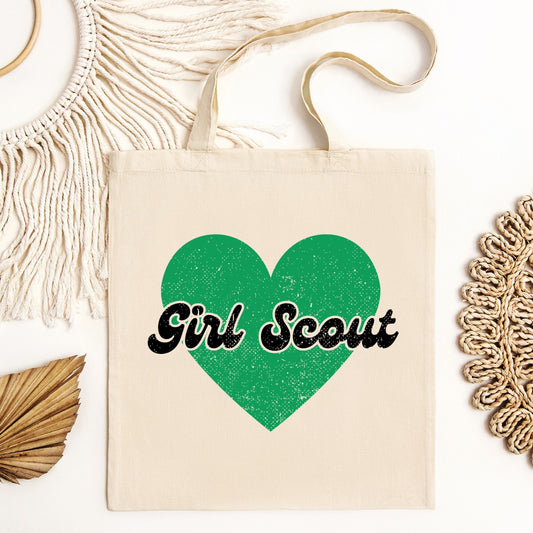 Distressed Girl Scout Heart Eco Blend Canvas Tote Bag
