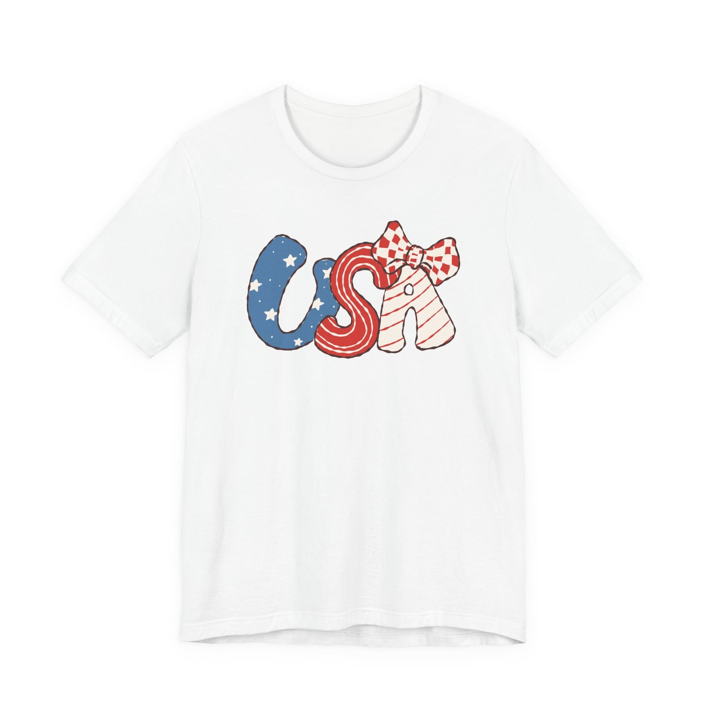 Patriotic Cute Retro USA with Bow T-Shirt