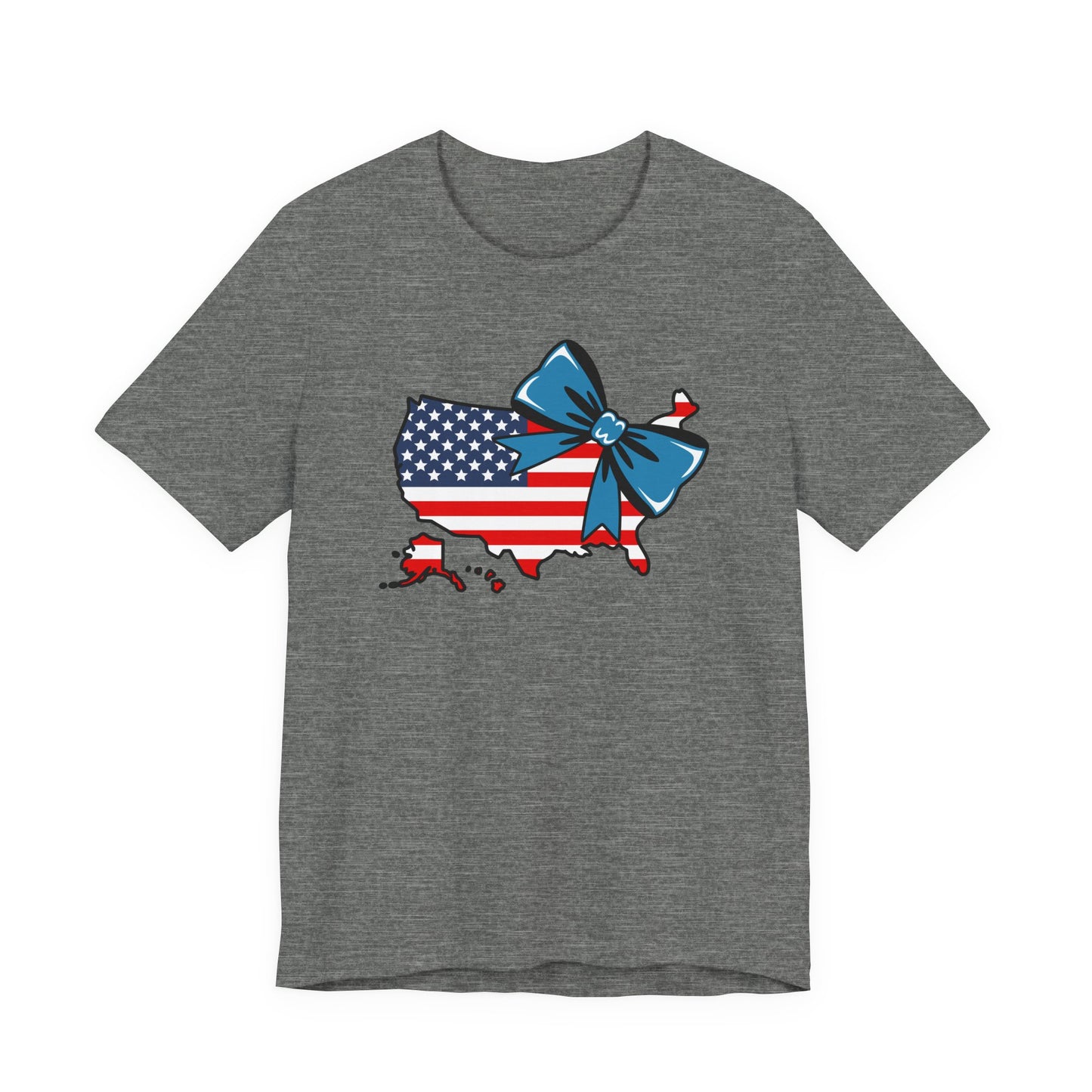 USA Patriotic Flag Bow Tee — Cute Fourth of July Shirt