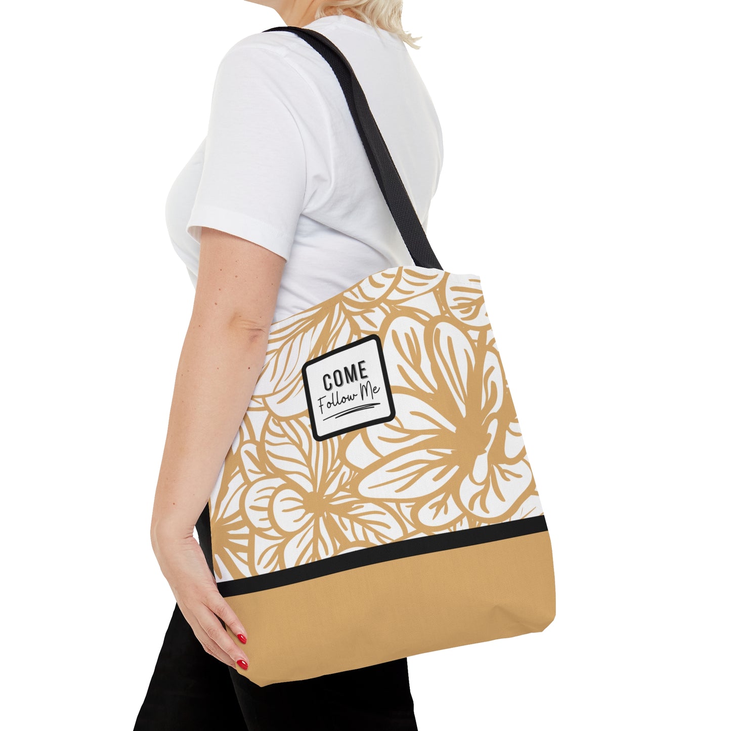 LDS Christian Scripture Church Tote Bag Mustard Floral