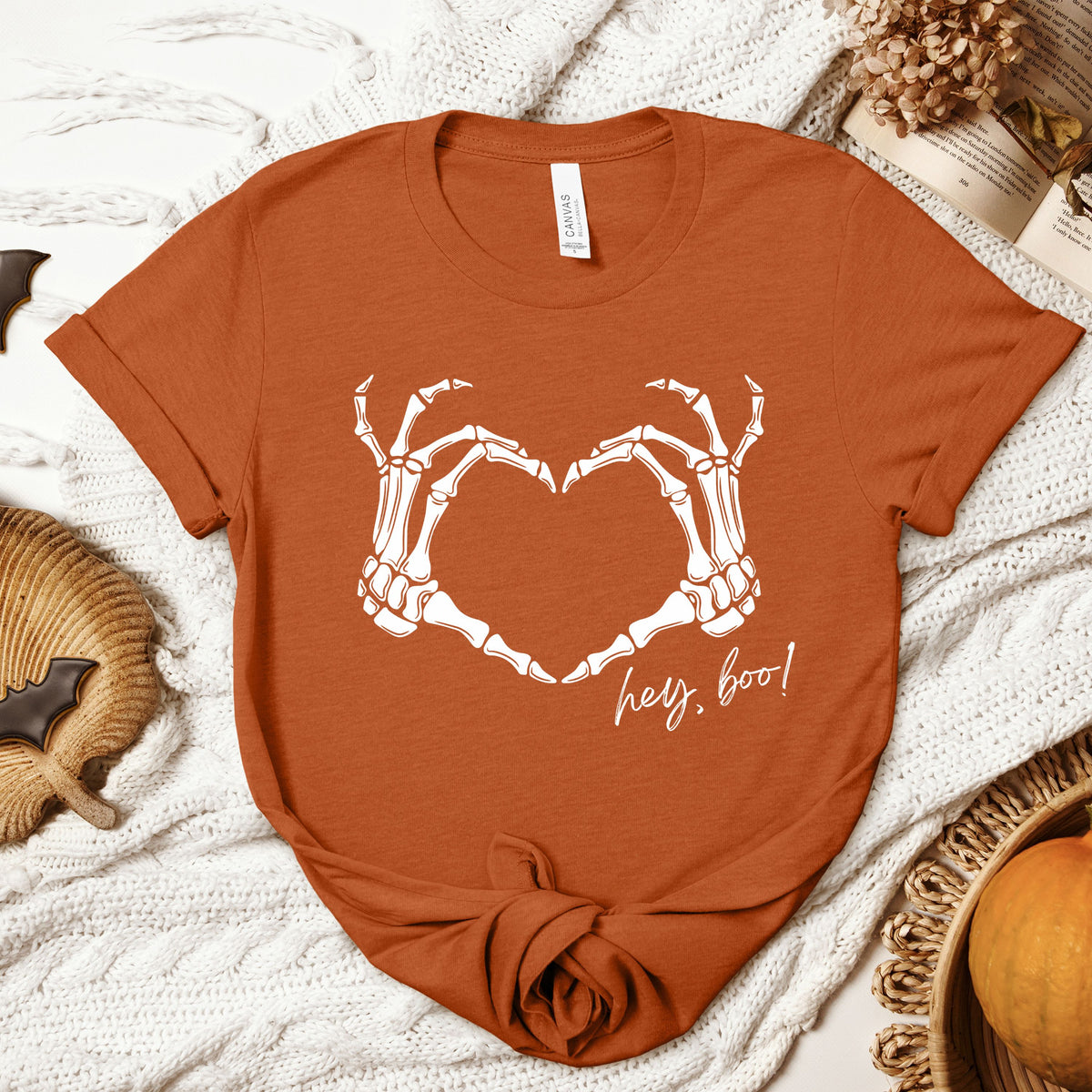 Halloween Hey Boo Skeleton Adult/Youth Light Weight Shirt