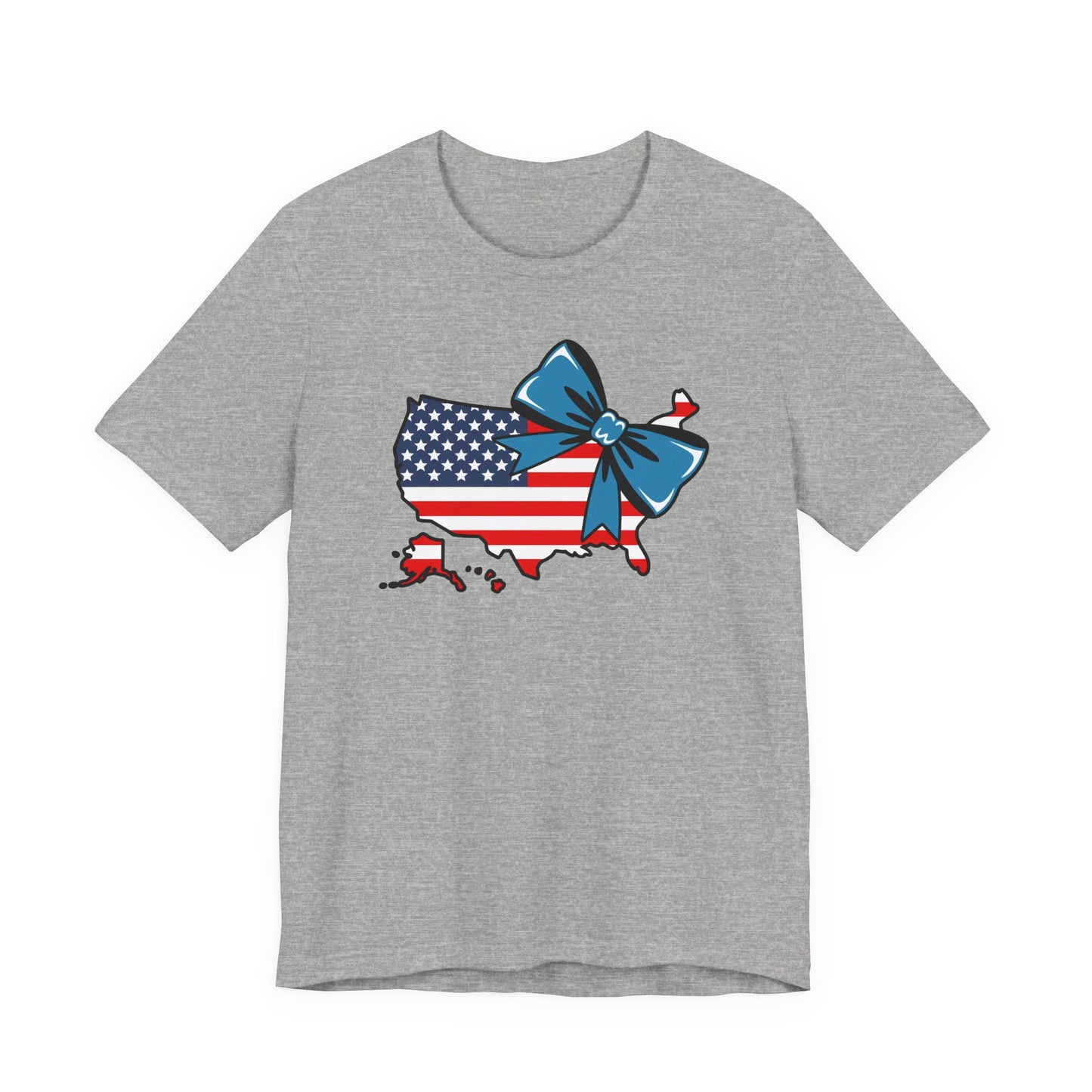 USA Patriotic Flag Bow Tee — Cute Fourth of July Shirt