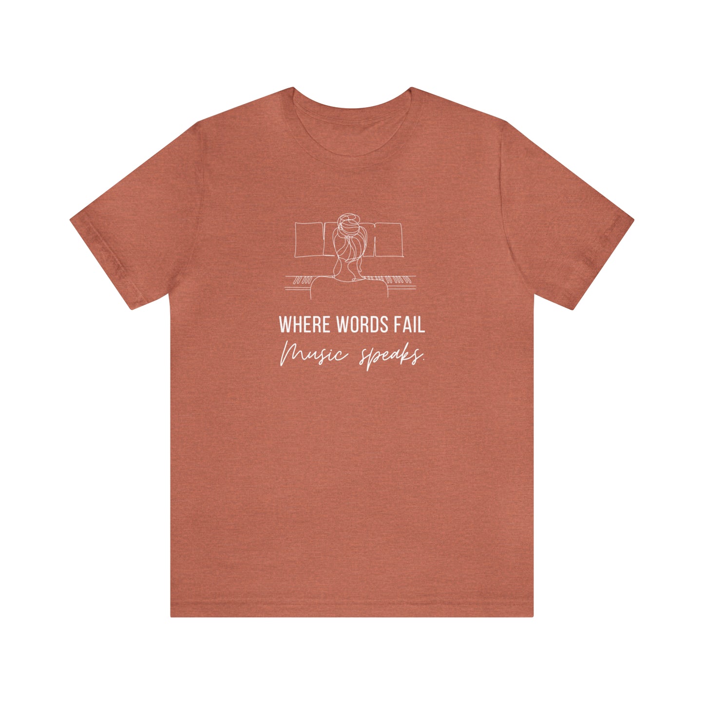 Music Speaks Piano Female Tee Dark Colors
