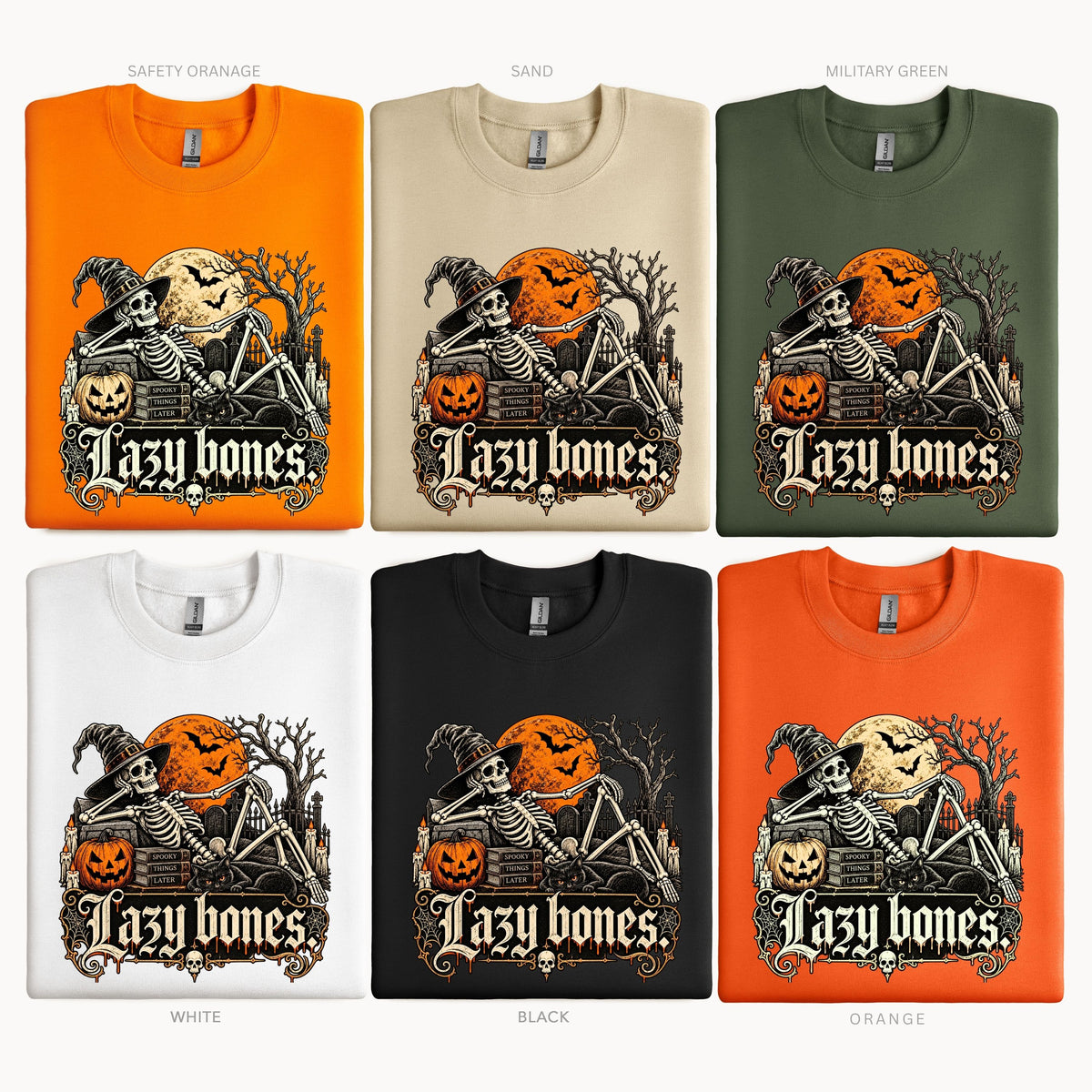Halloween Lazy Bones Gothic Pullover Sweatshirt
