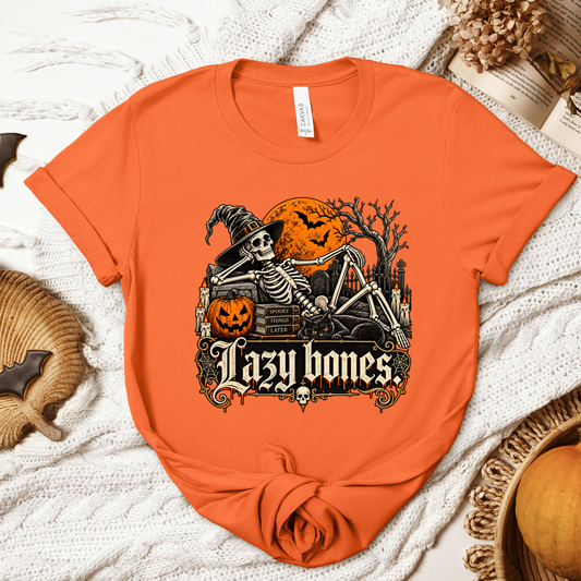 Halloween Lazy Bones Gothic Adult/Youth Light Weight Shirt
