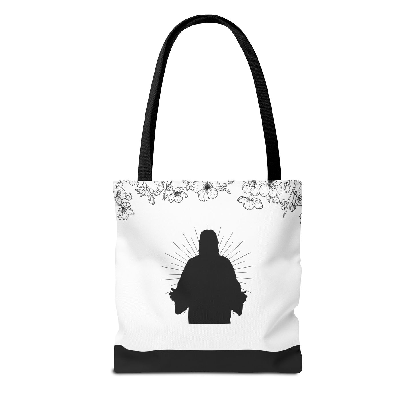 Faith-Inspired Tote Bag with John 14:27 Scripture and Jesus Silhouette LDS Church Scripture Tote