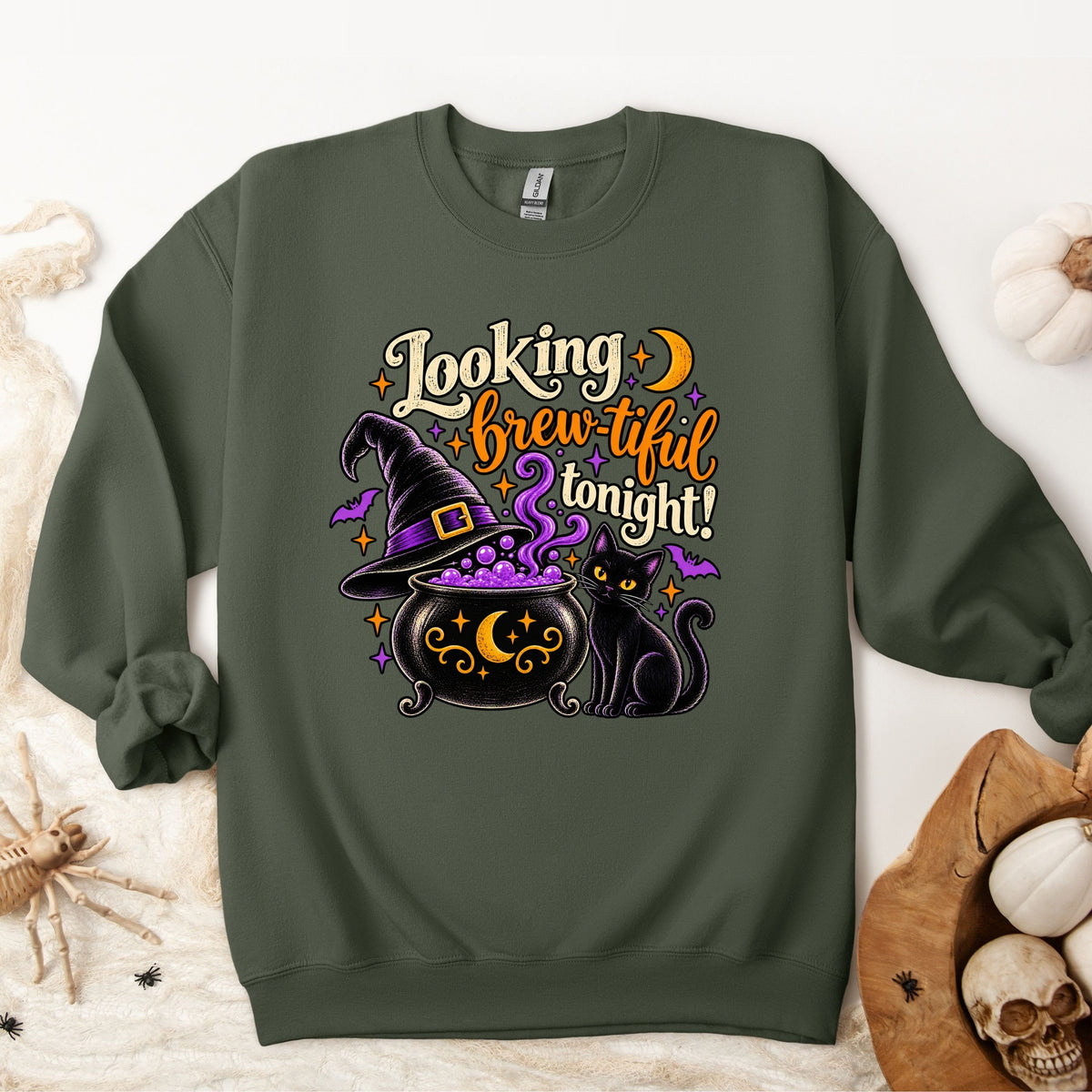 Halloween Looking Brew-tiful Tonight Pullover Sweatshirt