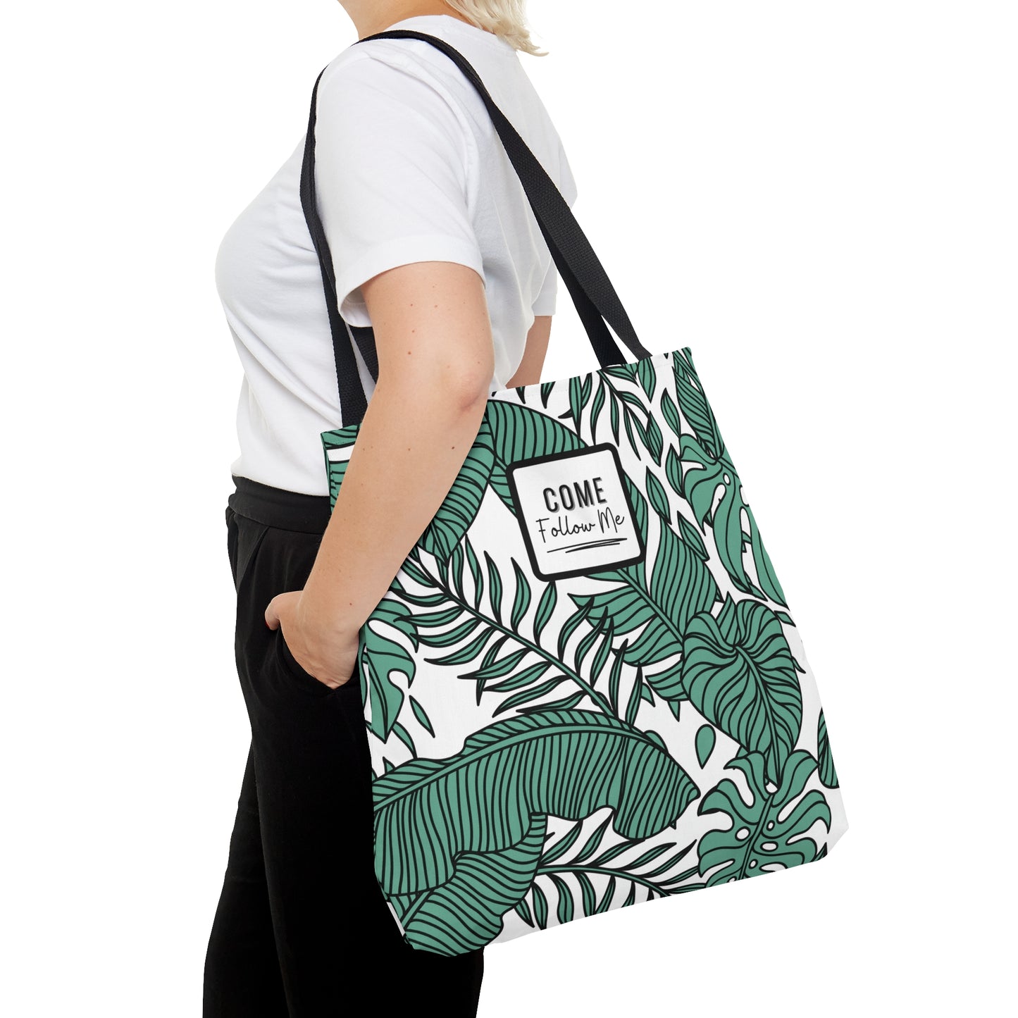 LDS Christian Scripture Church Tote Bag Green Floral