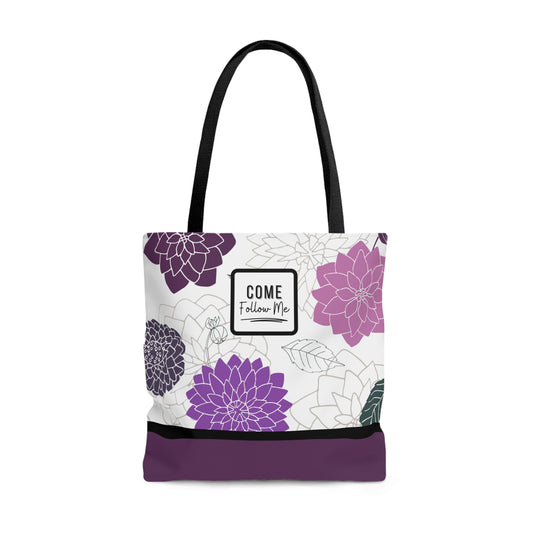 LDS Christian Scripture Church Tote Bag Purple Floral