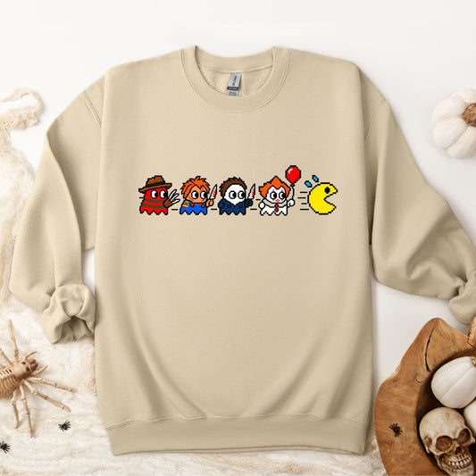 Halloween Villain Ghost PACMAN Retro Pullover Sweatshirt