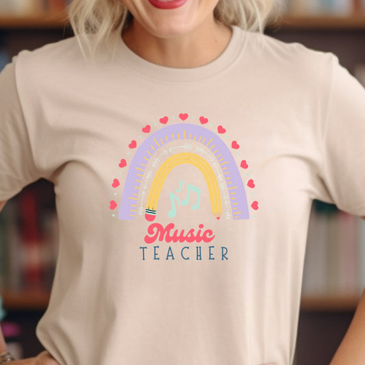 Music Teacher Rainbow Tee