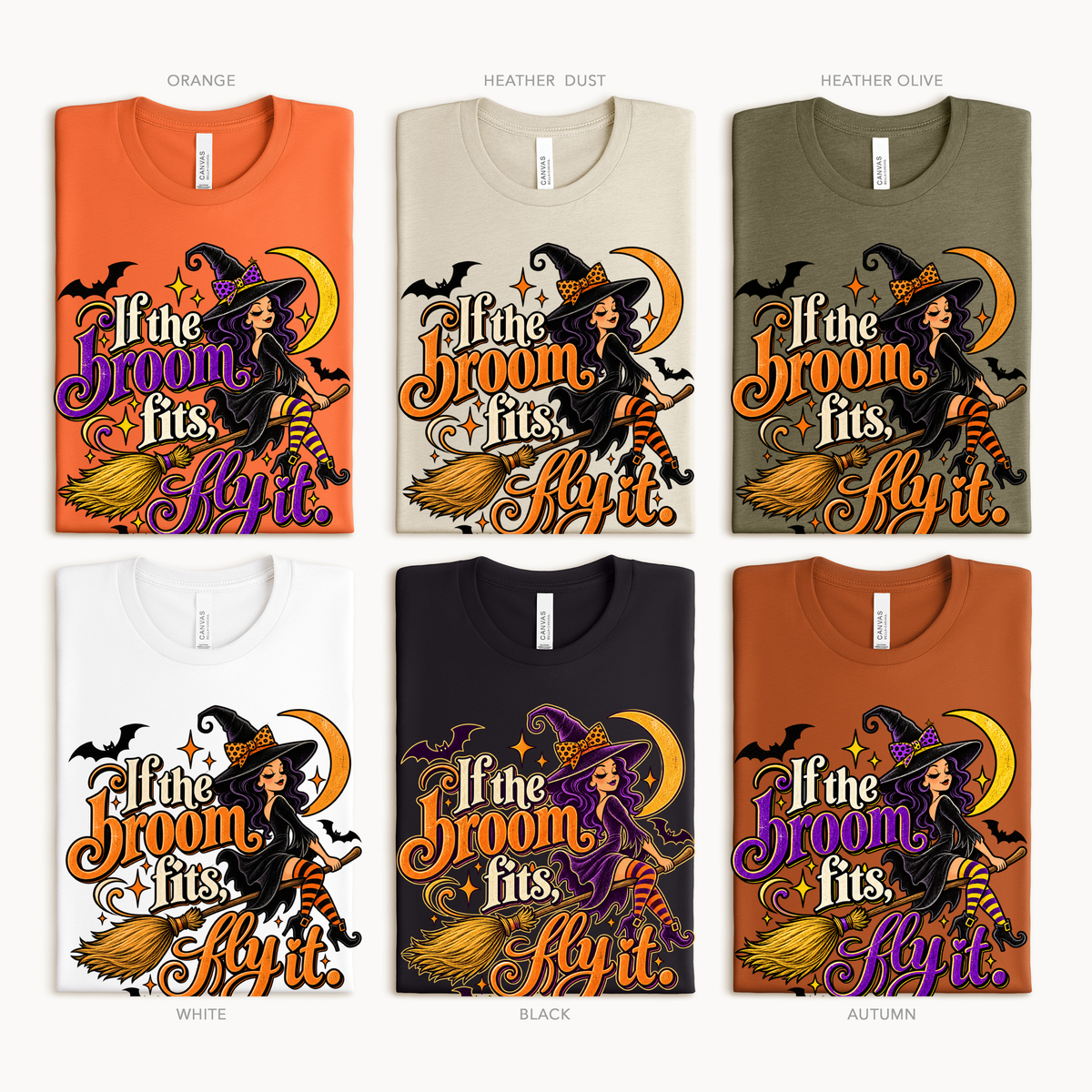 Halloween If the Broom Fits Retro Adult/Youth Light Weight Shirt