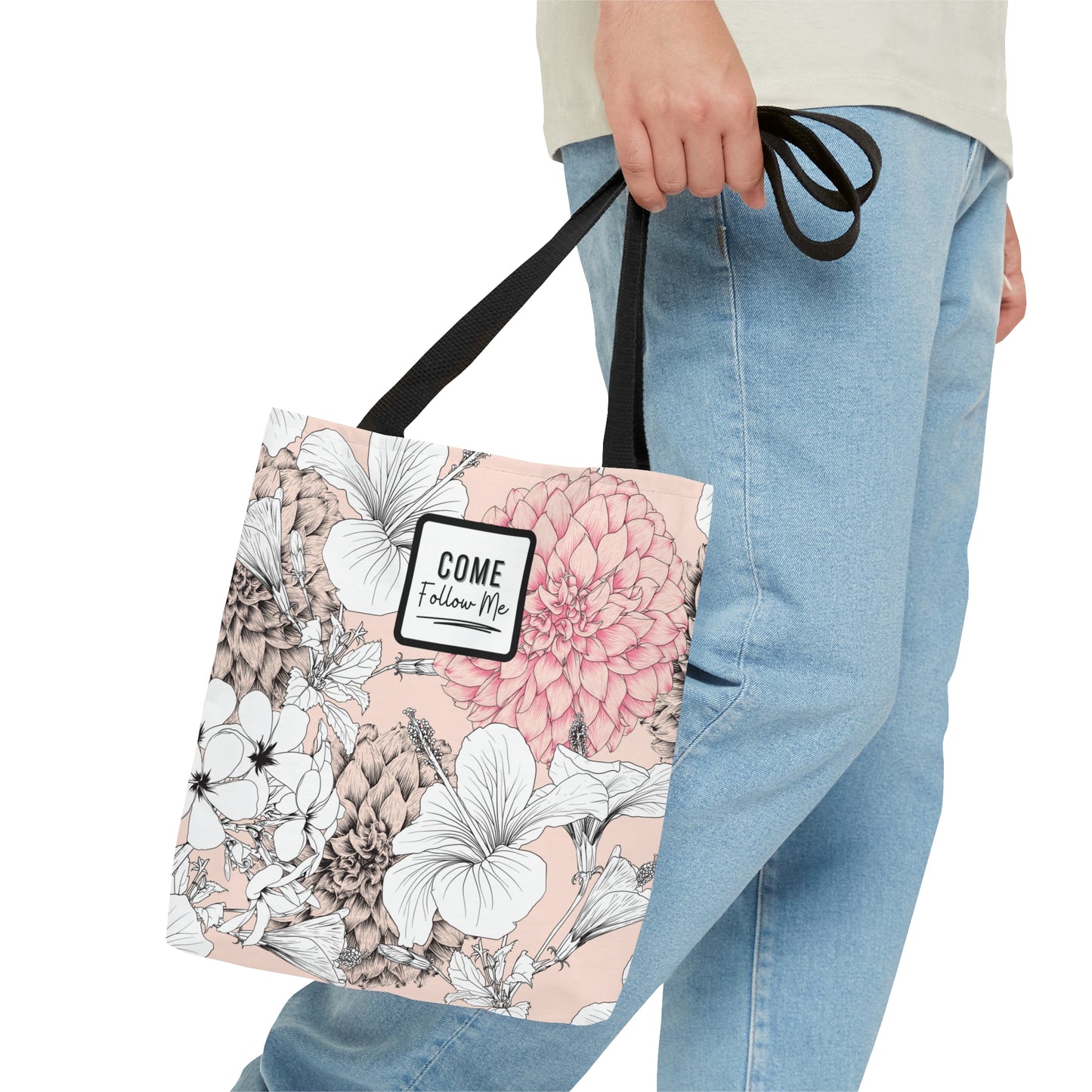LDS Christian Scripture Church Tote Bag Pink Black Floral