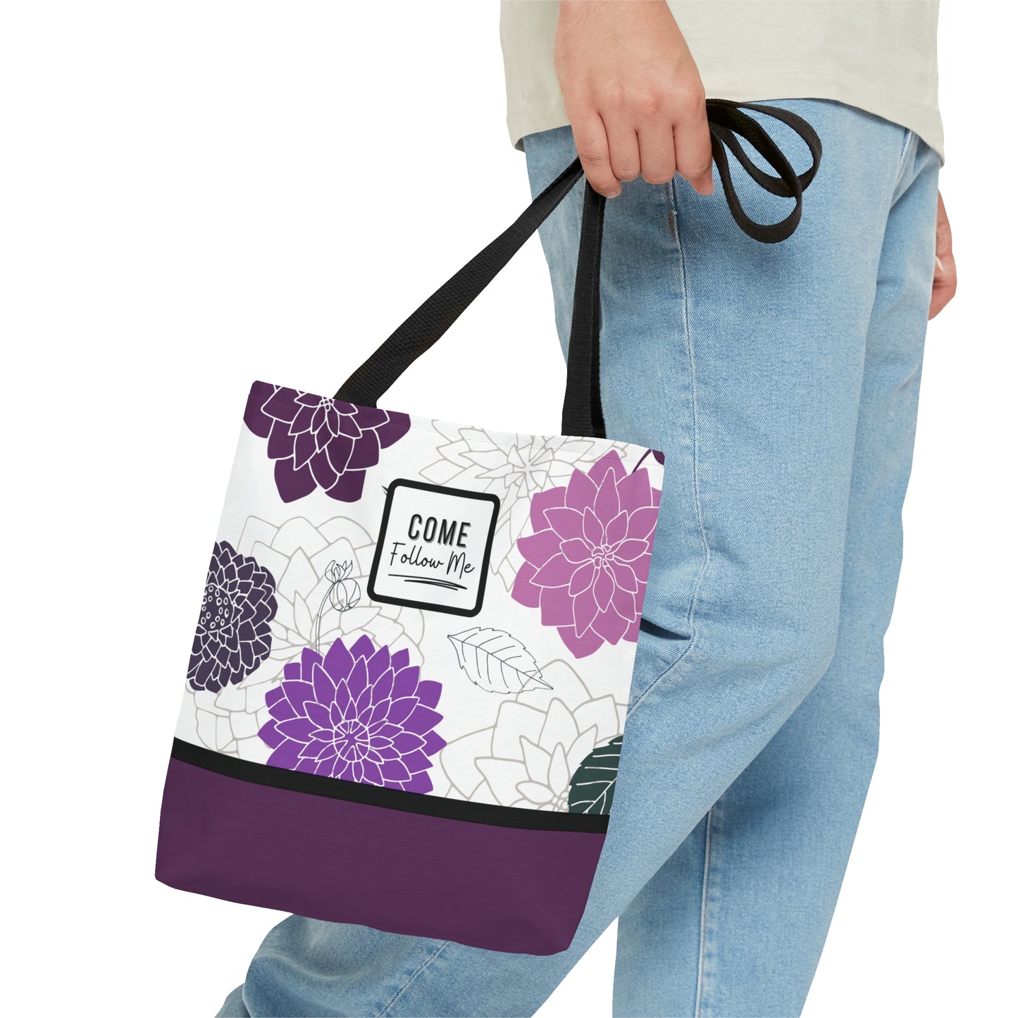 LDS Christian Scripture Church Tote Bag Purple Floral