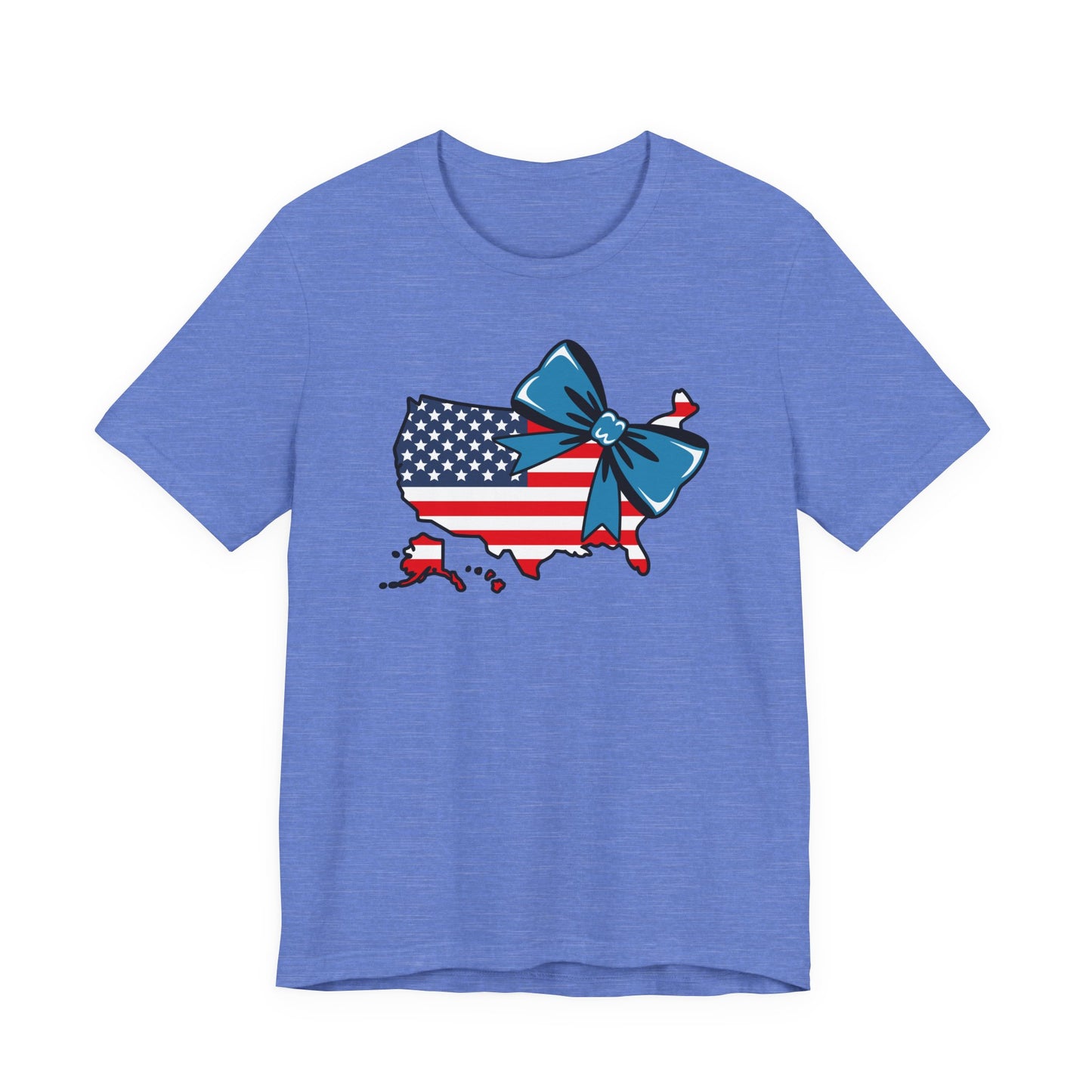USA Patriotic Flag Bow Tee — Cute Fourth of July Shirt