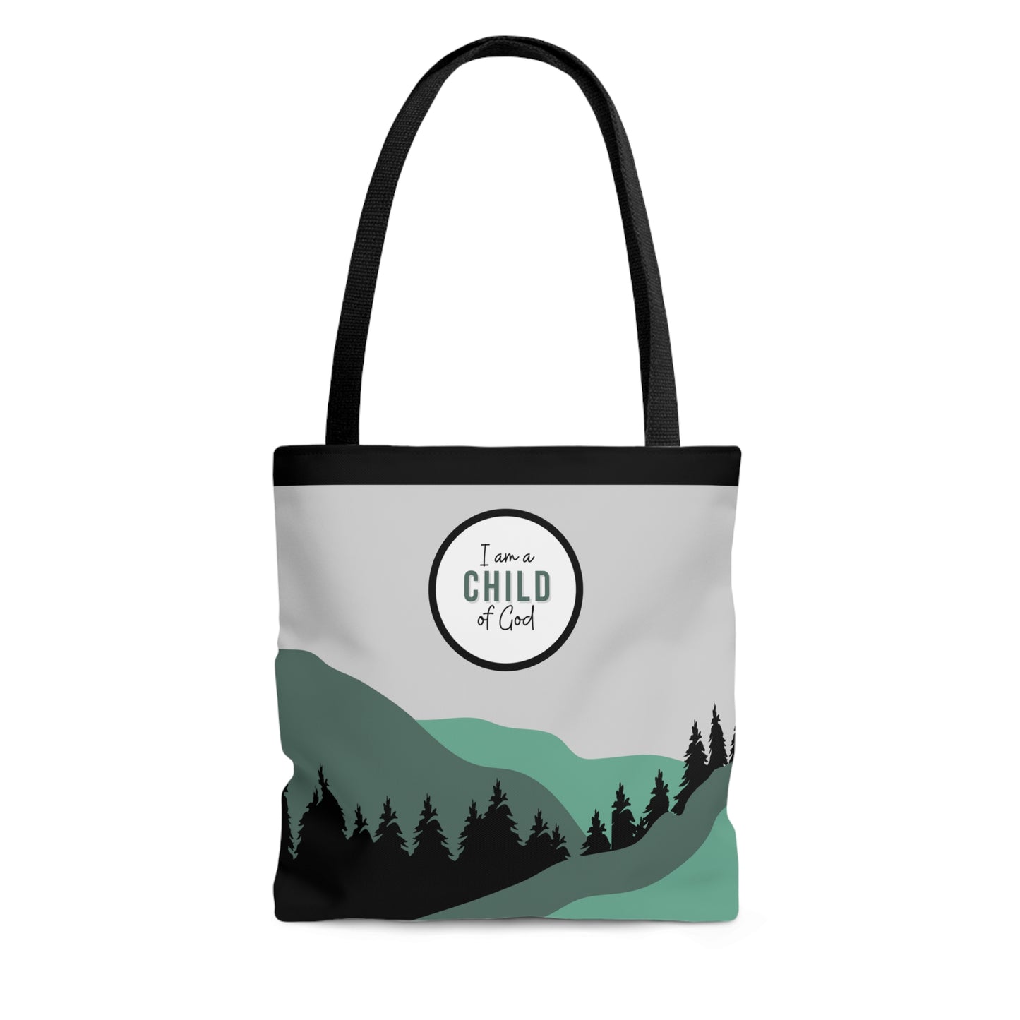LDS Christian Scripture Church Baptism Kids Tote Bag Green Gray Landscape