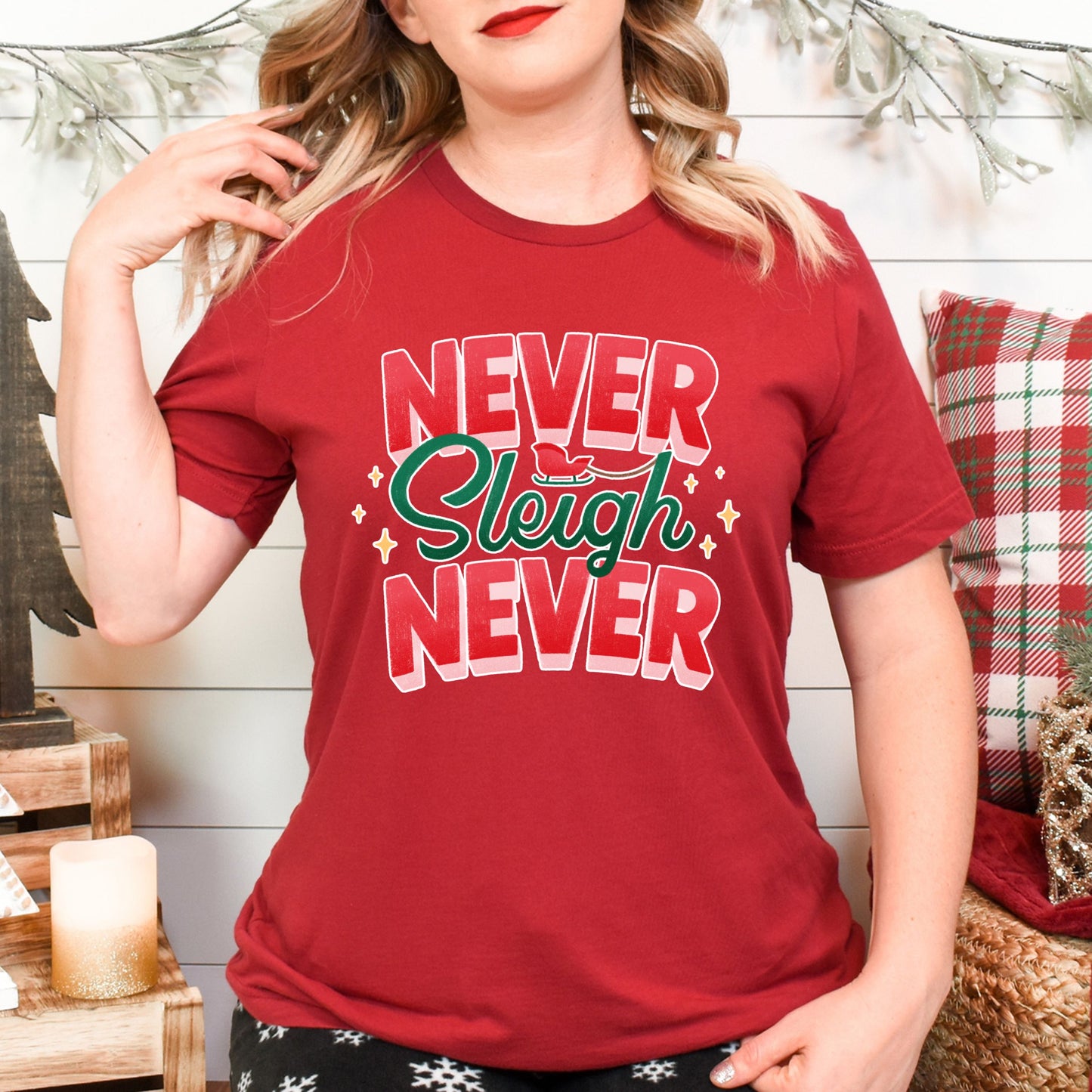 Christmas Unisex Never Sleigh Never Midweight  Tee