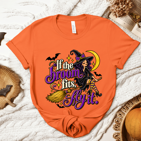 Halloween If the Broom Fits Retro Adult/Youth Light Weight Shirt