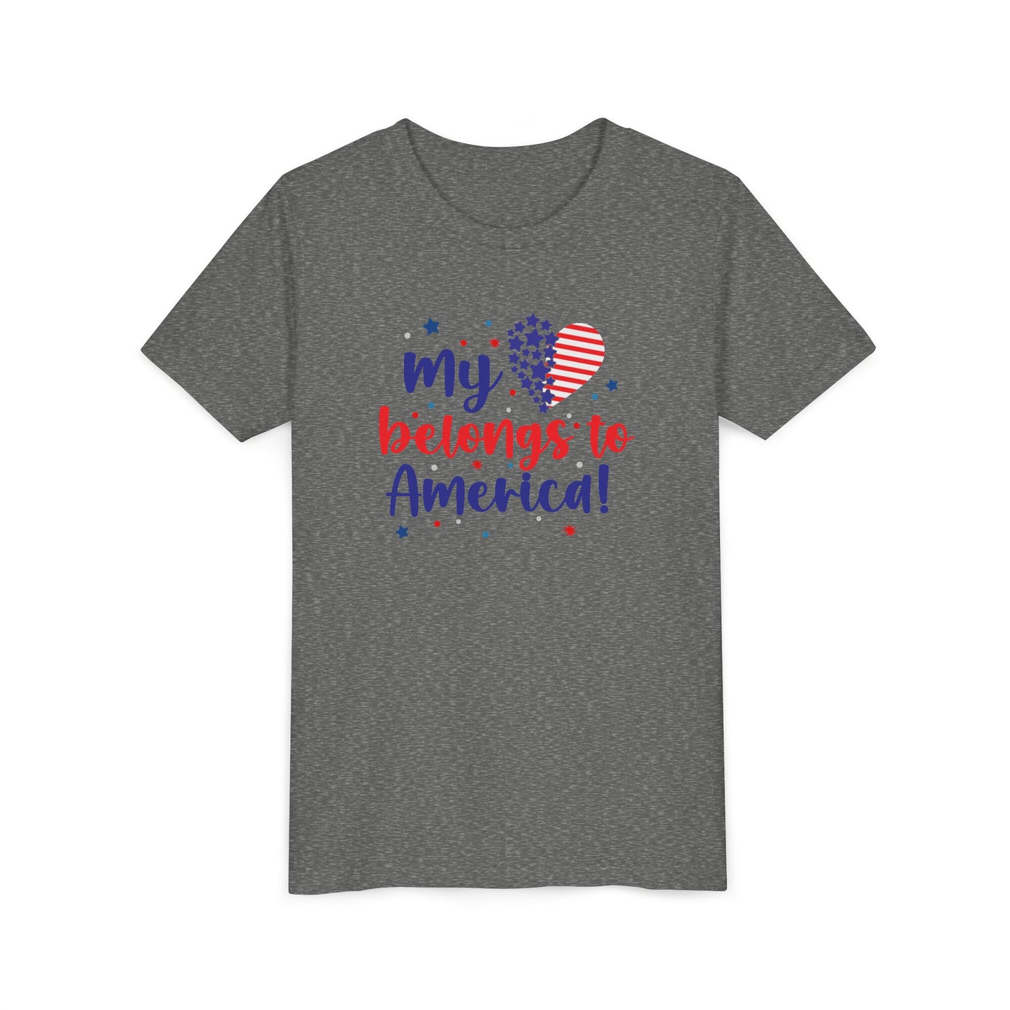 Patriotic Youth Tee — "My Heart Belongs to America"