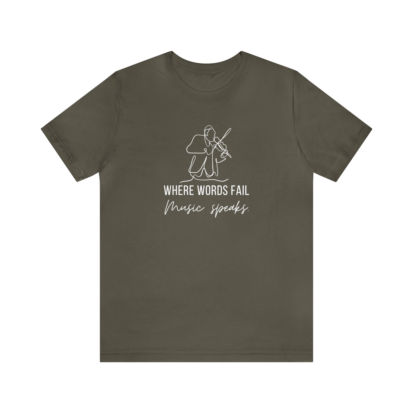 Music Speaks Violin Male Tee Dark Colors