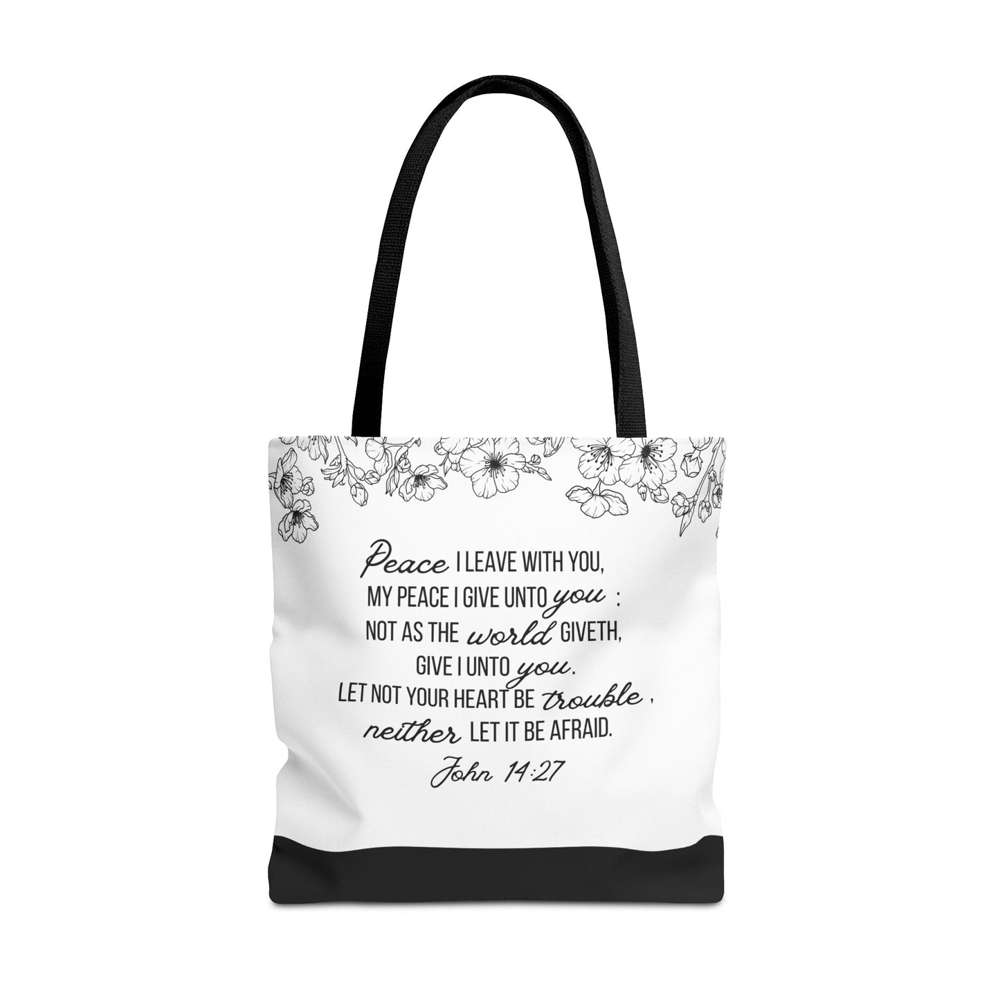 Faith-Inspired Tote Bag with John 14:27 Scripture and Jesus Silhouette LDS Church Scripture Tote