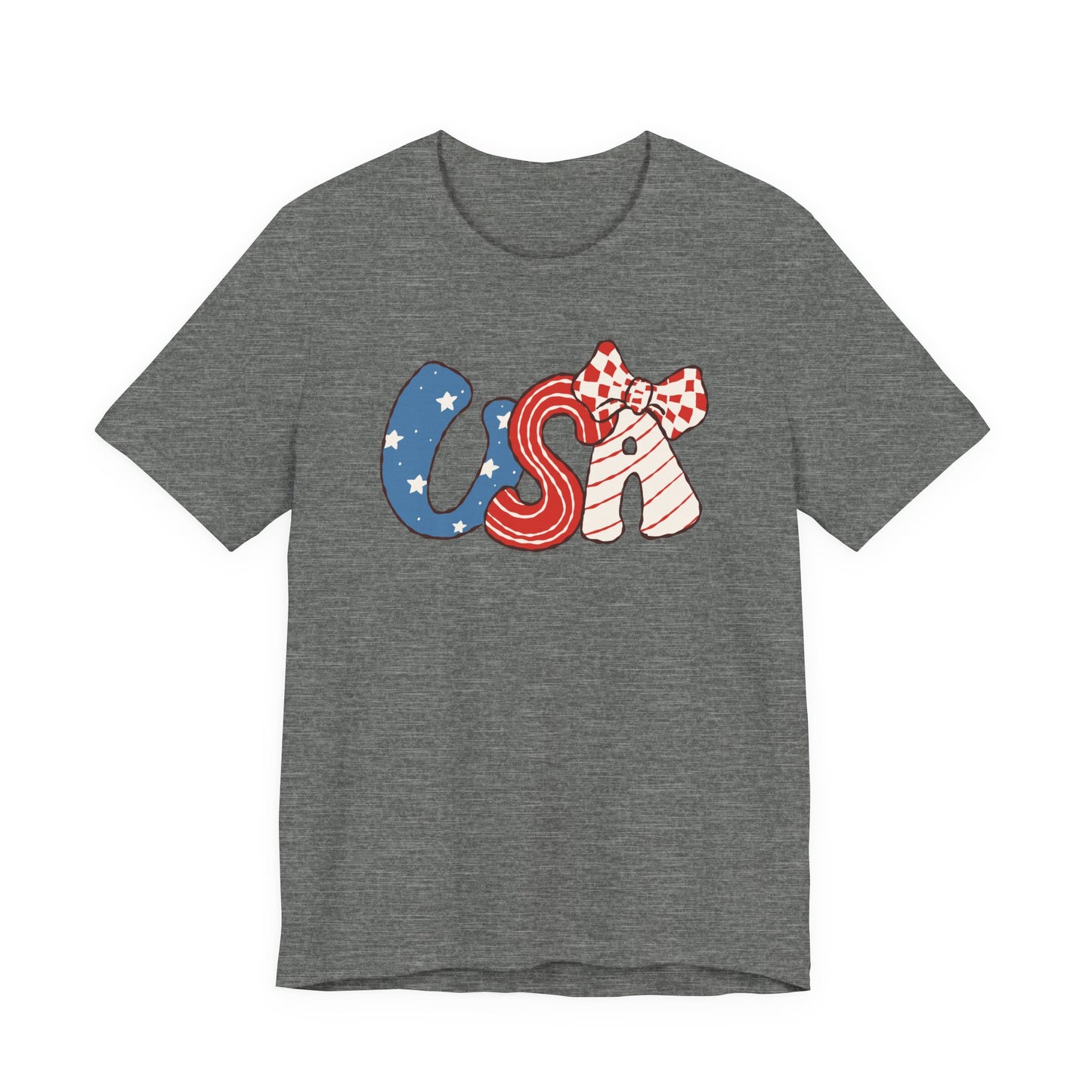 Patriotic Cute Retro USA with Bow T-Shirt