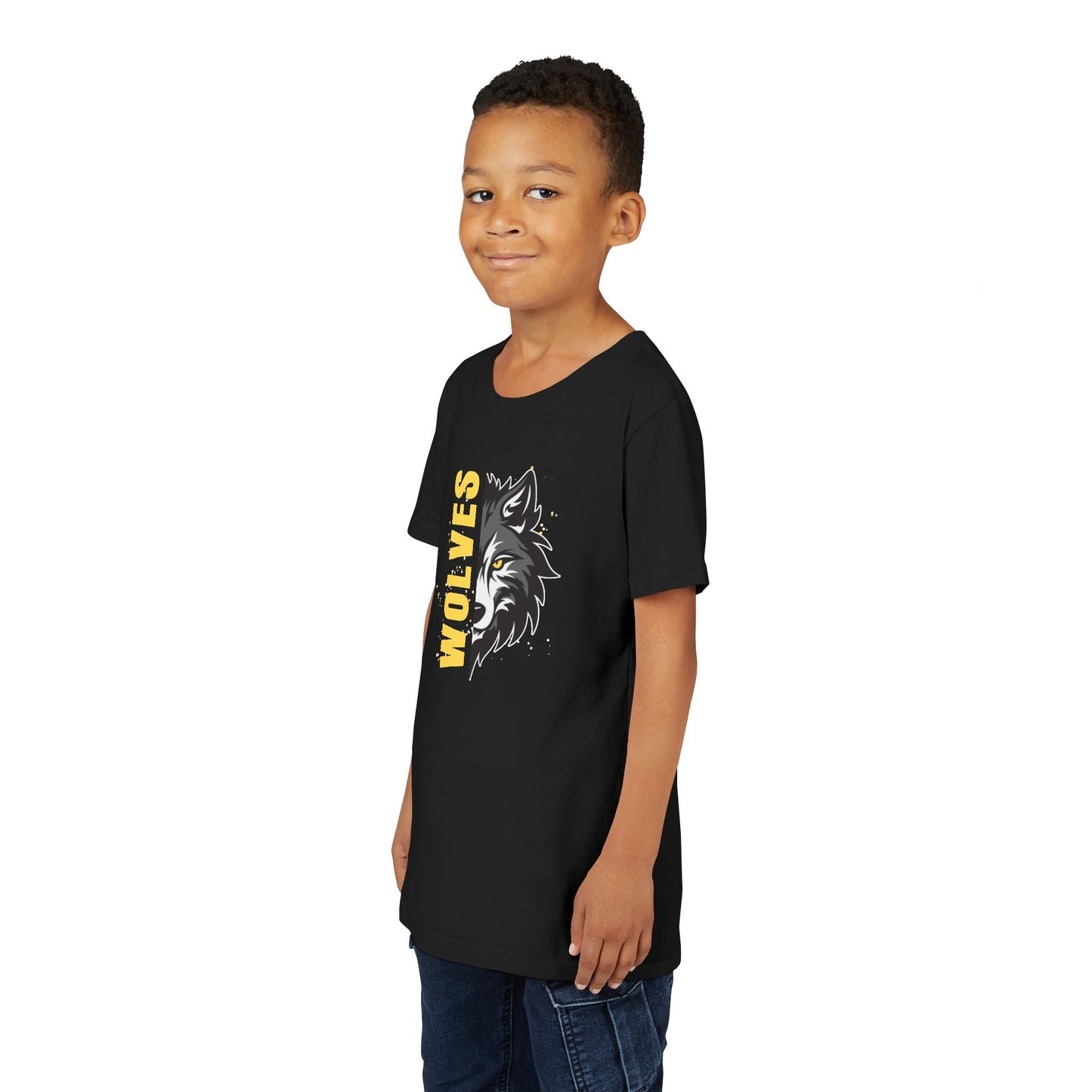 Youth Short Sleeve T-Shirt - Team School Mascot Wolves Print
