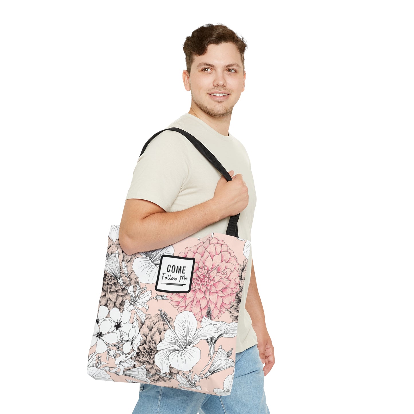 LDS Christian Scripture Church Tote Bag Pink Black Floral