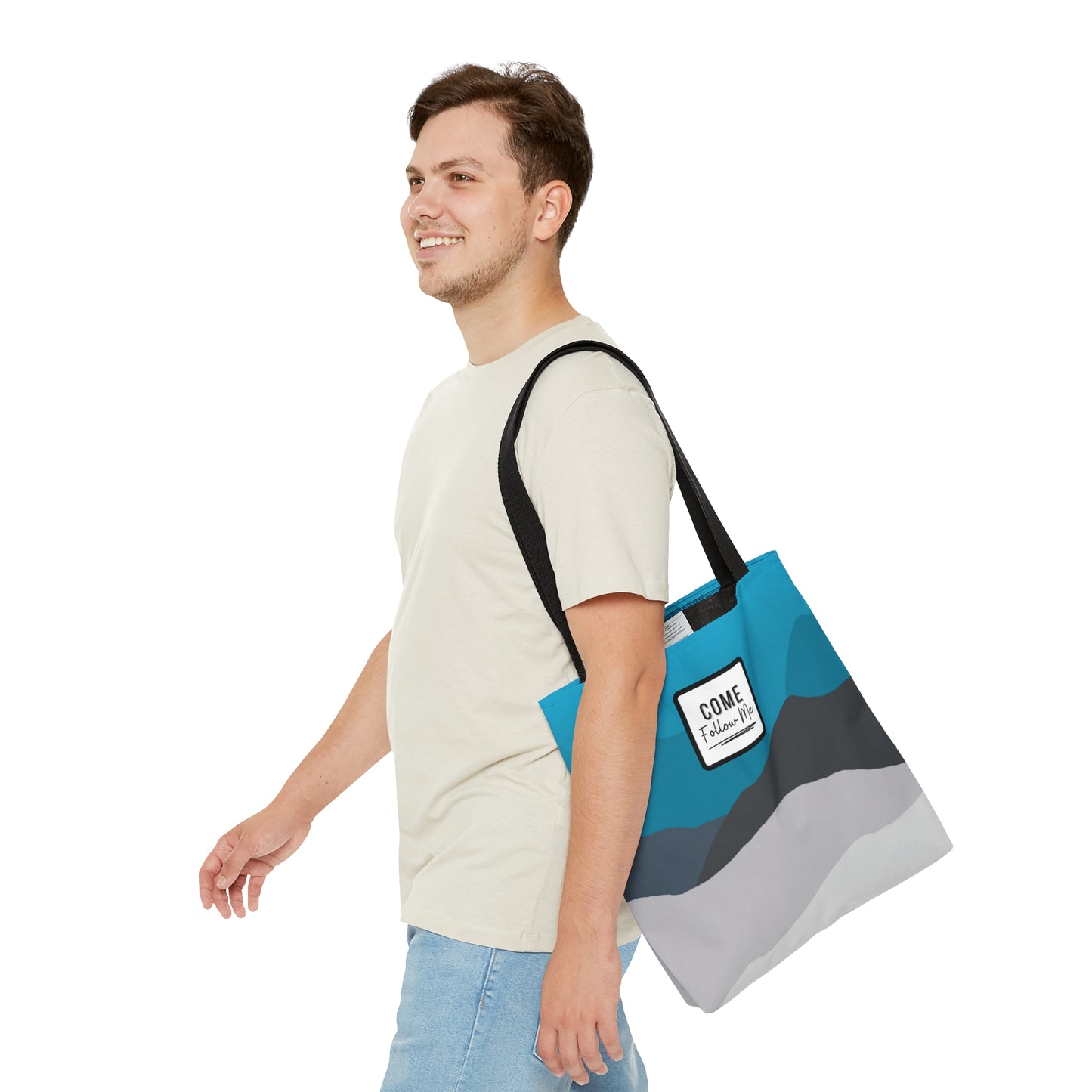 LDS Christian Scripture Church Tote Bag Blue Gray Landscape