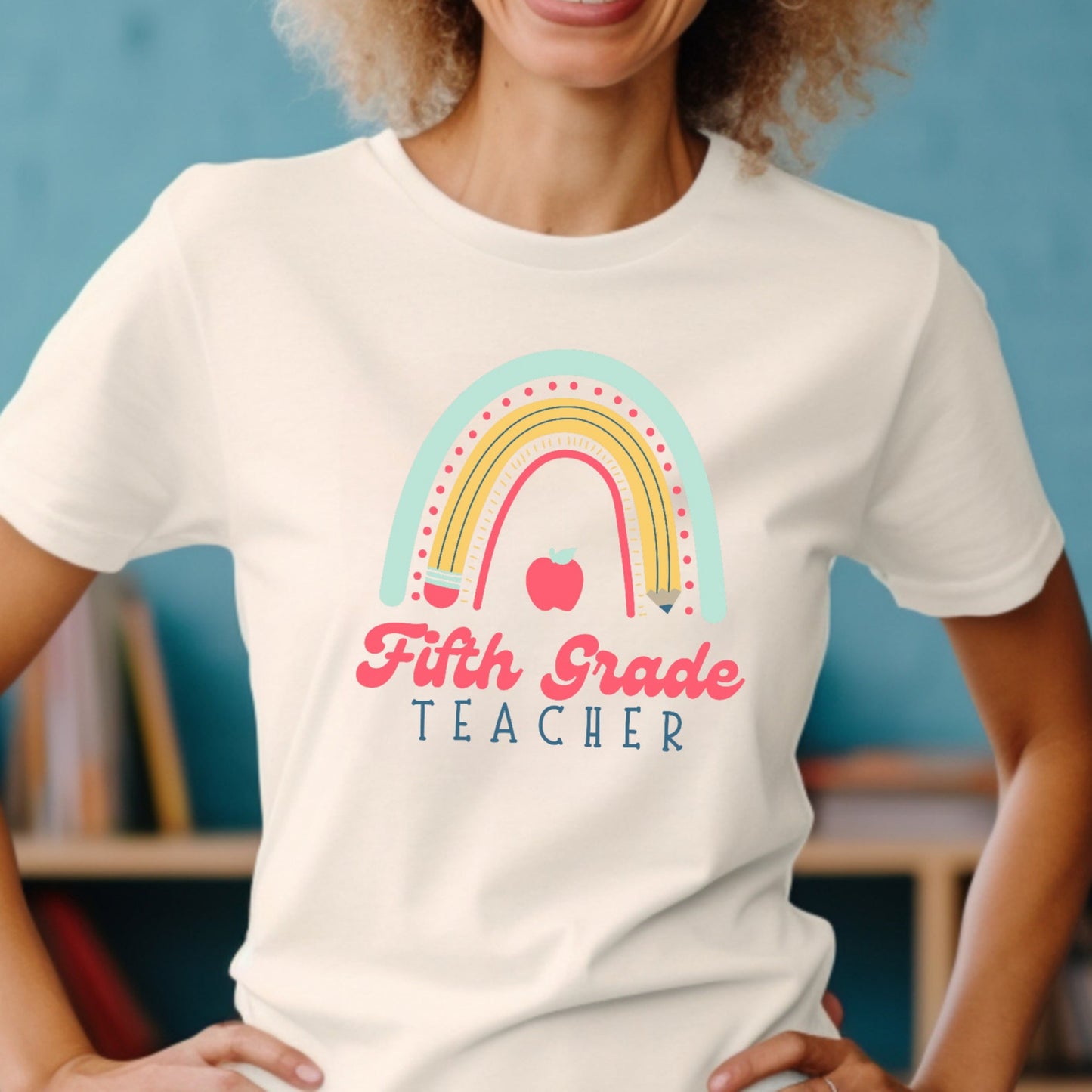 Fifth Grade Teacher Rainbow Tee