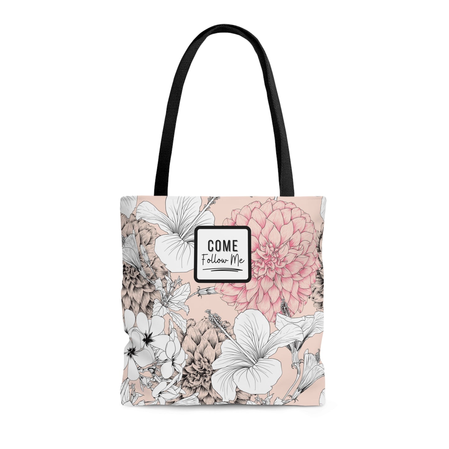 LDS Christian Scripture Church Tote Bag Pink Black Floral