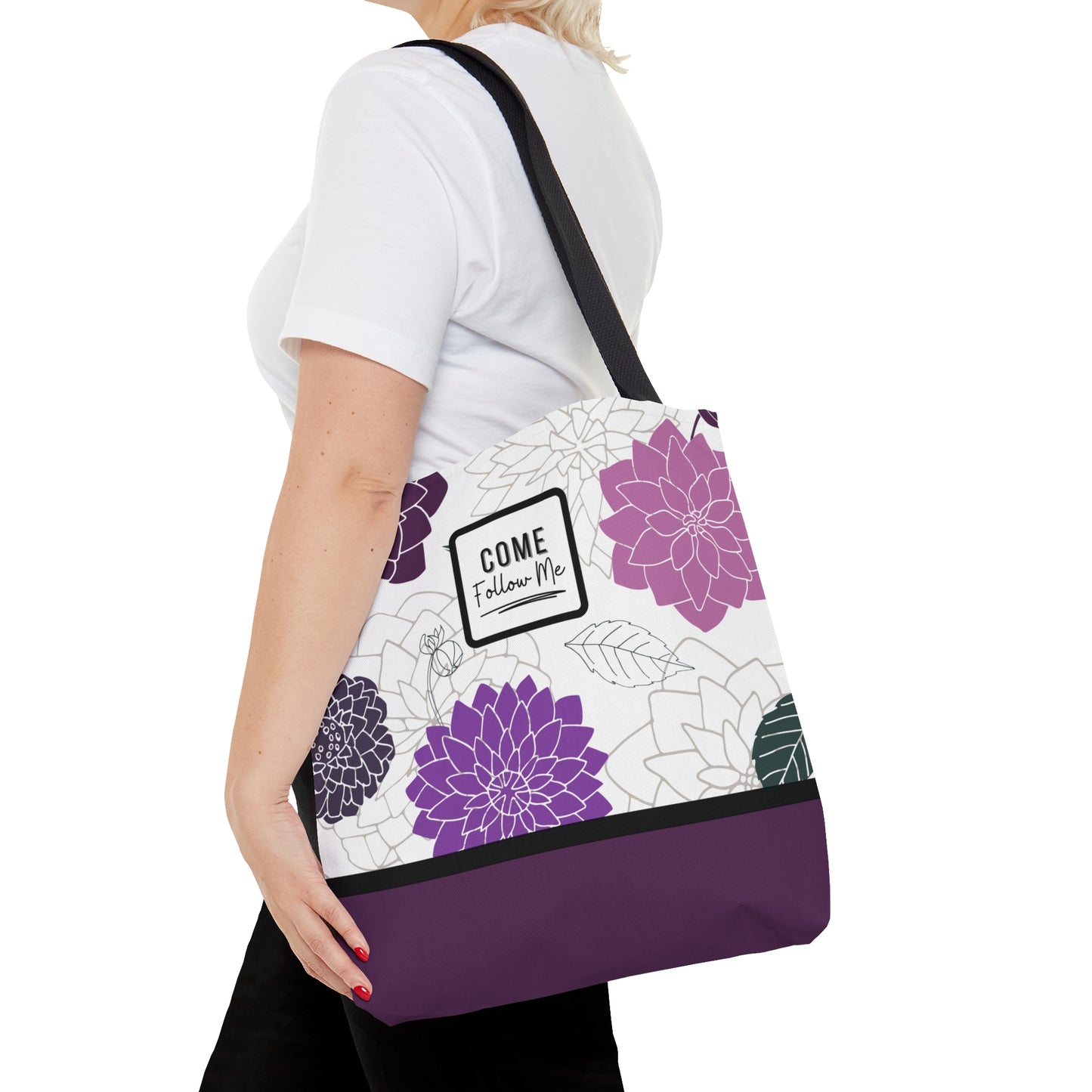 LDS Christian Scripture Church Tote Bag Purple Floral