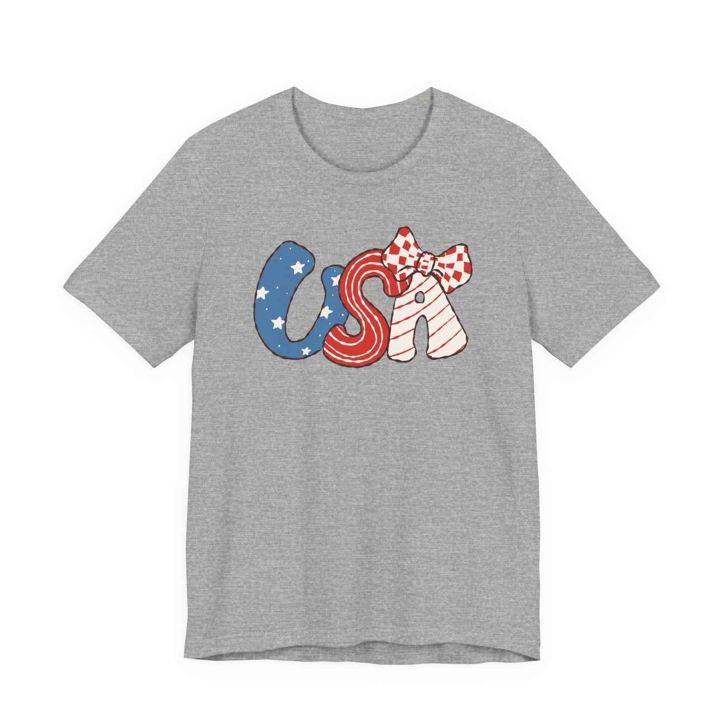 Patriotic Cute Retro USA with Bow T-Shirt