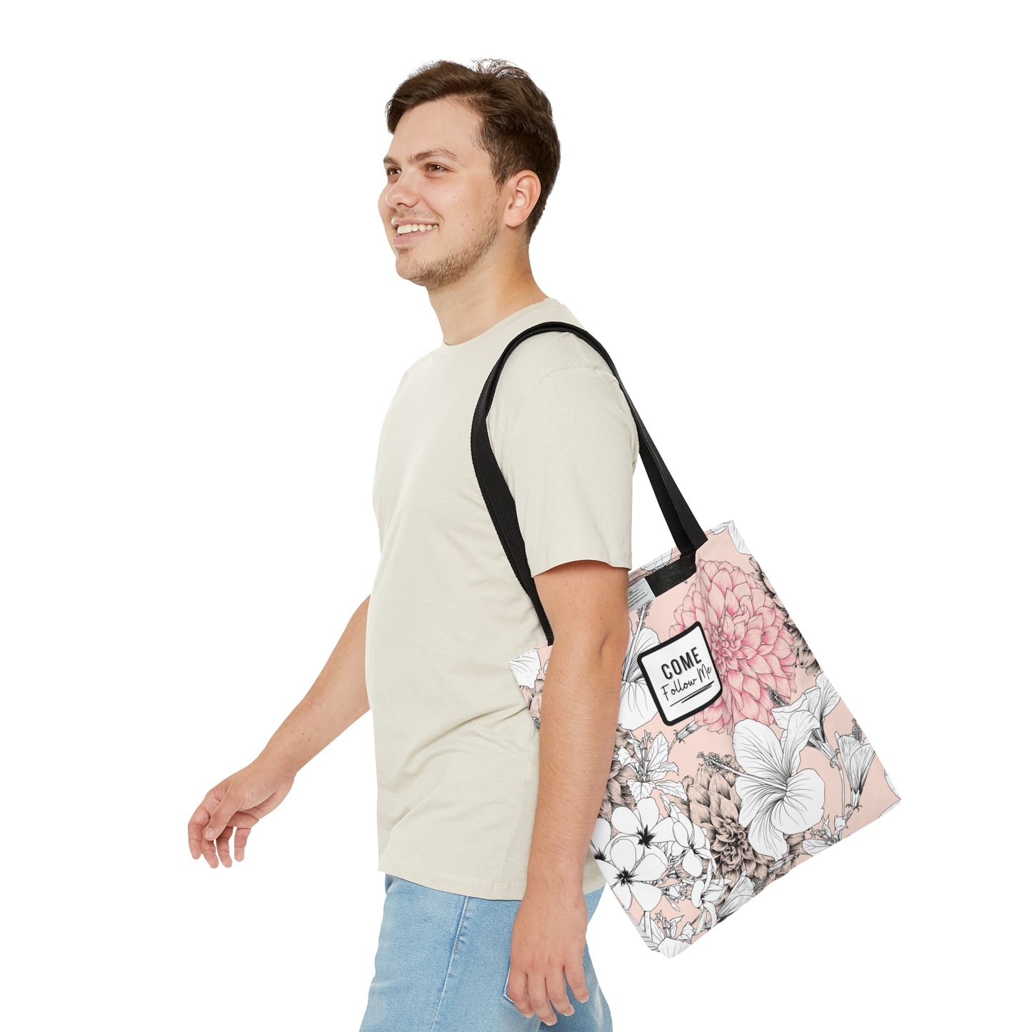 LDS Christian Scripture Church Tote Bag Pink Black Floral