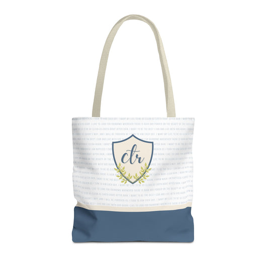 CTR Blue Baptism Primary Tote Bag - Choose the Right LDS  scripture Baptism Bag